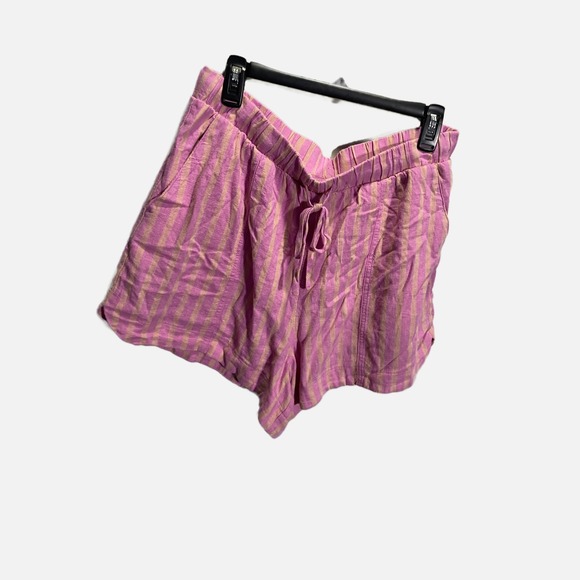 Universal Thread Womens Pink Tan Striped Linen Blend Drawstring Shorts Large - Picture 2 of 4